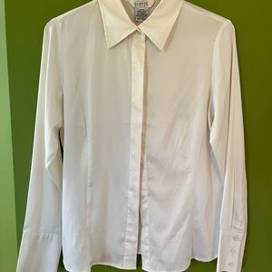 White Silk Button Down Top